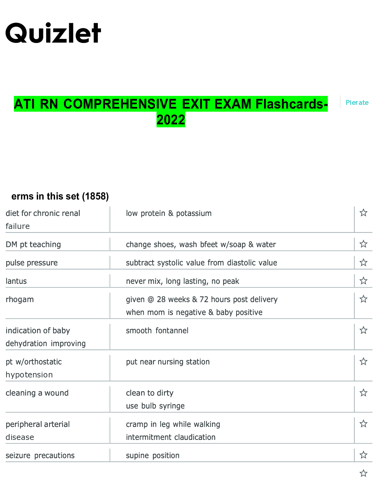 Preview image of ATI RN COMPREHENSIVE EXIT EXAM Flashcards-2022 document